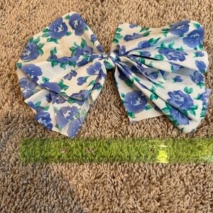 Floral Blue and Green Kids Hair Bow